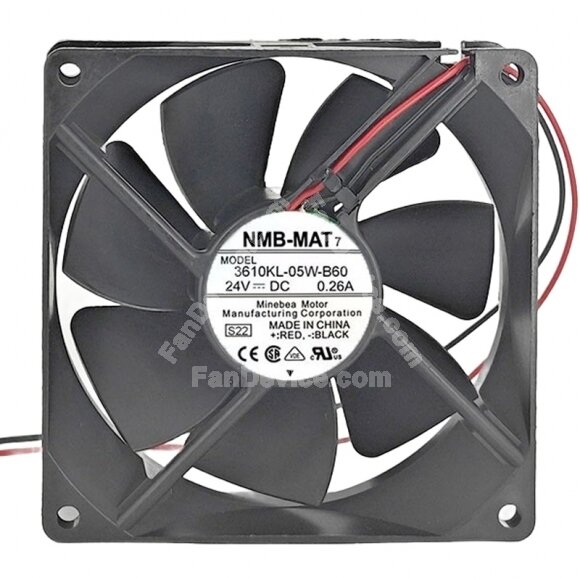 NMB-MAT 3610KL-05W-B60 DC 24V 0.26A 9025 Axial Cooling Fan