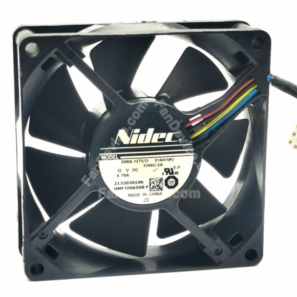 Nidec D08A-12TS13 01AH1(K) DC 12V 0.70A 2 Wires / 3 Wires / 4 Wires Axial Cooling Fan