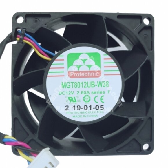 Protechnic MGT8012UB-W38 DC 12V 2.60A 8038 Axial Cooling Fan