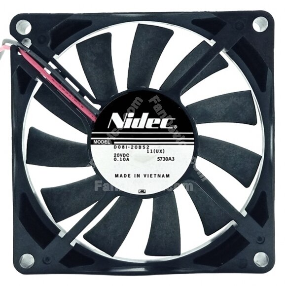Nidec D08I-20BS2 11 DC 20V 0.10A 2 Wires Axial Cooling Fan