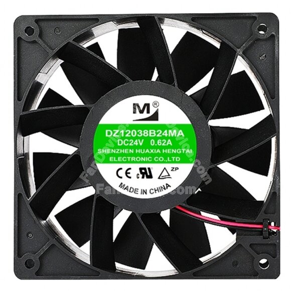 YM DZ12038B24MA DC 24V 0.62A 2 Wires Axial Cooling Fan