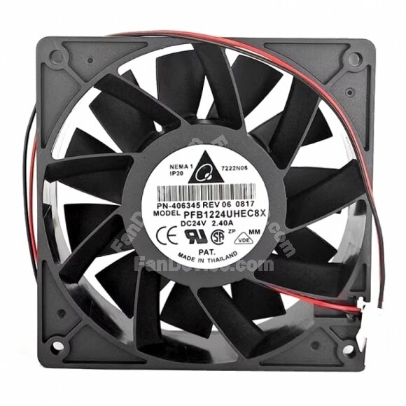 Delta PFB1224UHEC8X DC 24V 2.40A 2 Wires / 3 Wires / 4 Wires Axial Cooling Fan
