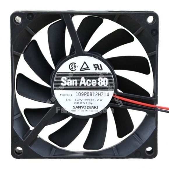 Sanyo Denki San Ace 80 109P0812H714 DC 12V 0.2A 2 Wires Axial Cooling Fan