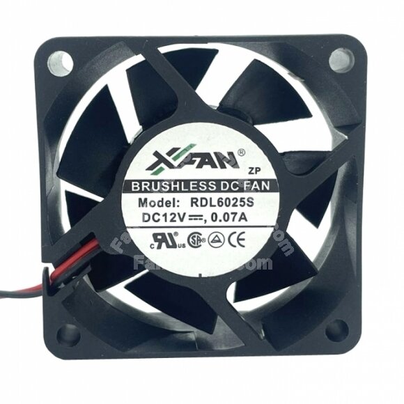XFAN RDL6025S DC 12V 0.07A 2 Wires Axial Cooling Fan