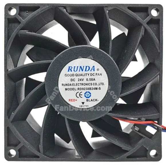 RUNDA RD9238B24M-S 24V 0.58A 2 / 3 Wires Cooling Fan
