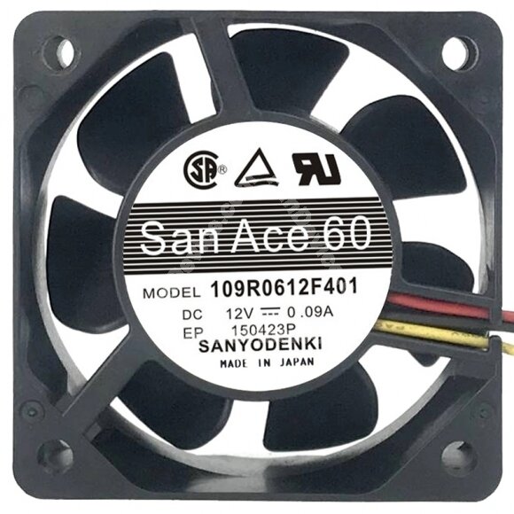 Sanyo Denki 109R0612F401 DC 12V 0.09A 2 Wires / 3 Wires 6025 Axial Fan