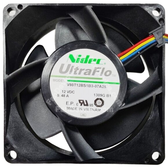 Nidec UltraFlo V80T12BS1B3-07A25 DC 12V 0.48A 4 Wires PWM Axial Fan