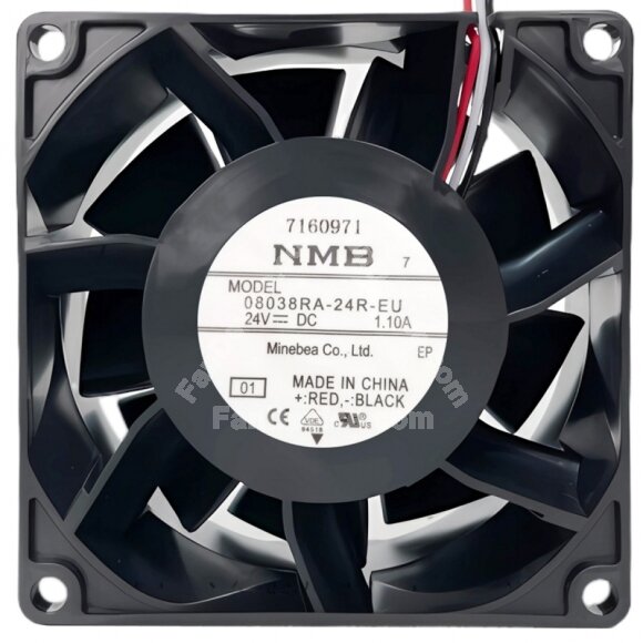 NMB 08038RA-24R-EU DC 24V 1.10A 2 Wires / 3 Wires Axial Cooling Fan