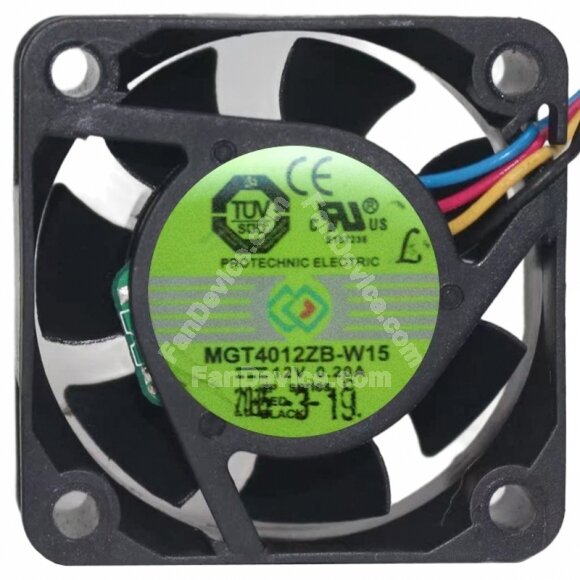 Protechnic MGT4012ZB-W15 DC 12V 0.20A 4 Wires 4015 Axial Cooling Fan