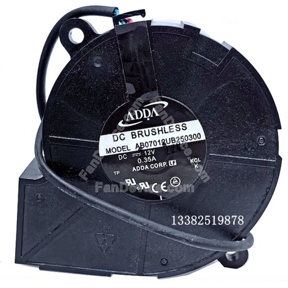 ADDA AB07012UB250300 12V 0.35A 3 Wires Blower Cooling Fan