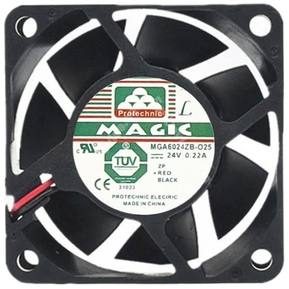 Magic MGA6024ZB-O25 24V 0.22A 2 Wires Axial Cooling Fan