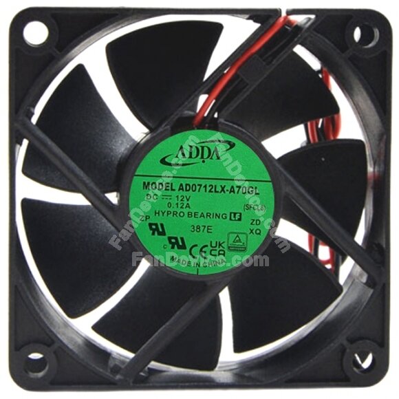 ADDA AD0712LX-A70GL 12V 0.12A 2 Wires Axial Cooling Fan