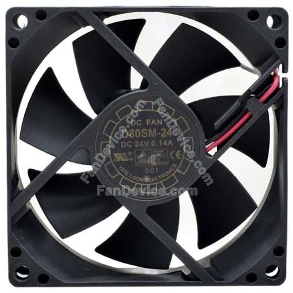 Yate Loon D80SM-24 24V 0.14A 2 Wires Axial Cooling Fan