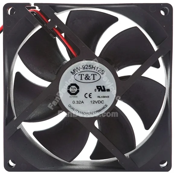 T&T MW-925H12S 12V 0.32A 2 Wires Axial Cooling Fan