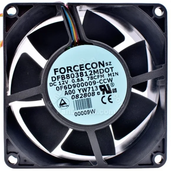 FORCECON DFB803812MDOT 12V 0.8A 4 Wires 78CFM Axial Cooling Fan