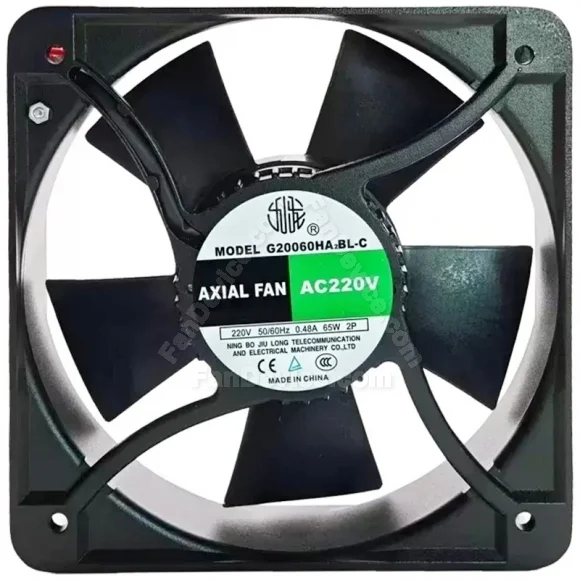 JIULONG G20060HA2BL-C 220V 0.48A 65W 2 Wires Axial Cooling Fan