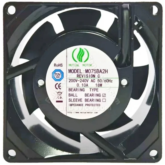 MUTUAL MOTOR M075BA2H 200V-240V 0.10A 18W Ball Bearing Cooling Fan
