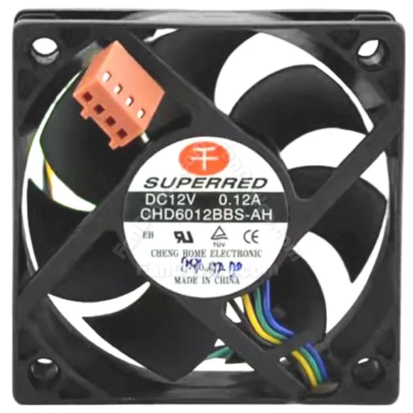SuperRed CHD6012BBS-AH DC 12V 0.12A 4 Wires Axial Cooling Fan