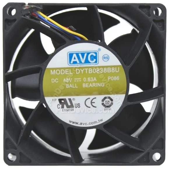 AVC DYTB0838B8U DC 48V 0.63A 4 Wires Ball Bearing Cooling Fan