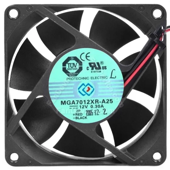 Protechnic MGA7012XR-A25 DC 12V 0.30A 2 Wires Axial Cooling Fan