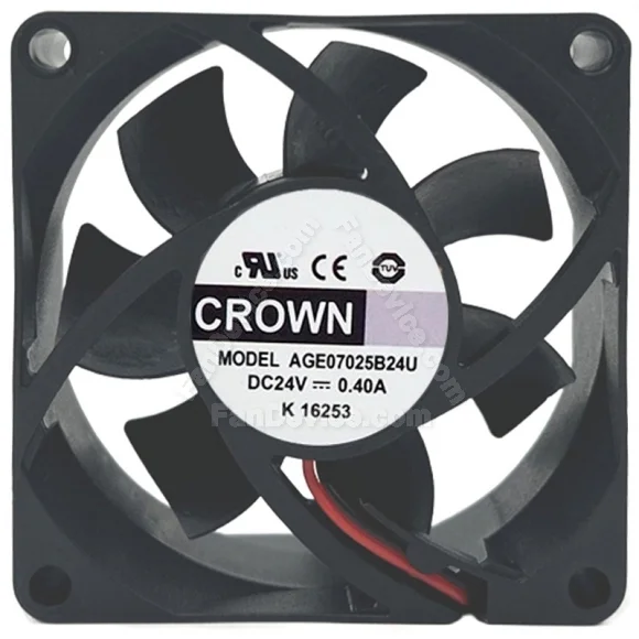 CROWN AGE07025B24U DC 24V 0.40A 2 Wires Axial Cooling Fan