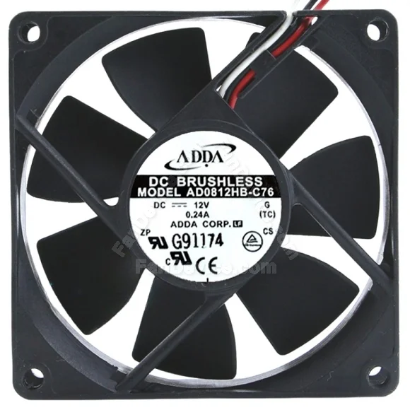ADDA AD0812HB-C76 12V 0.24A DC Brushless 3 Wires Axial Cooling Fan