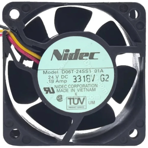 Nidec D06T-24SS1 01A DC 24V 0.18Amp 3 Wires Axial Cooling Fan