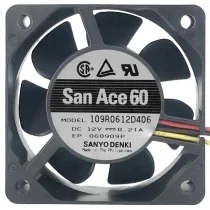 Sanyo 109R0612D406 DC 12V 0.21A 3 Wires Axial Cooling Fan