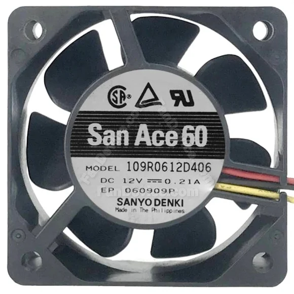 Sanyo 109R0612D406 DC 12V 0.21A 3 Wires Axial Cooling Fan