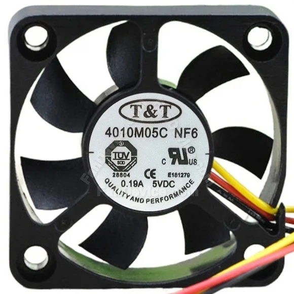 T&T 4010M05C NF6 DC 5V 0.19A 3 Wires Axial Cooling Fan