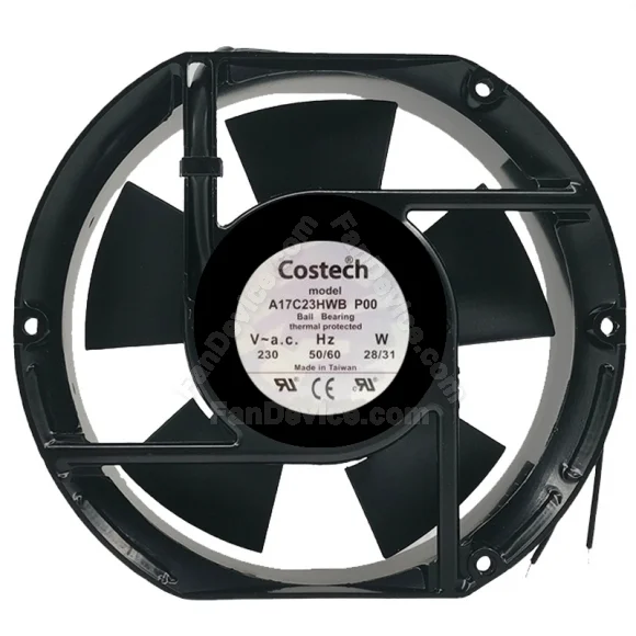 Costech A17C23HWB P00 230V 28/31W Ball Bearing Thermal Protected Cooling Fan