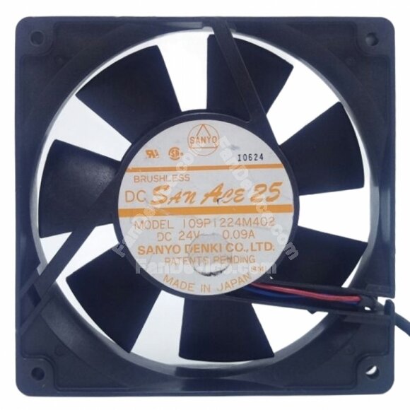 Sanyo Denki 109P1224M402 DC 24V 0.09A 2 Wires Axial Cooling Fan
