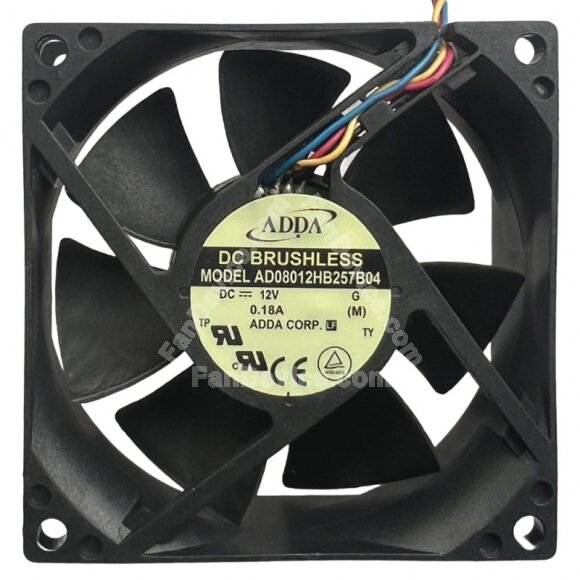 ADDA AD08012HB257B04 DC 12V 0.18A 8025 Brushless Axial Cooling Fan