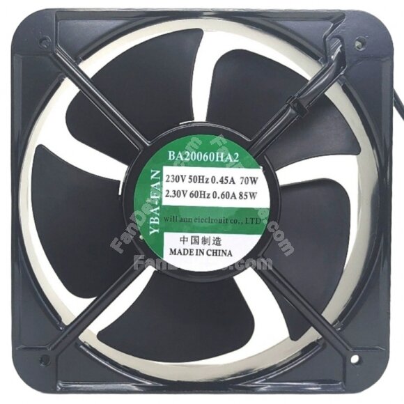 YBA-FAN BA20060HA2 AC 230V 0.45/0.60A 70/85W 2 Wires Axial Cooling Fan