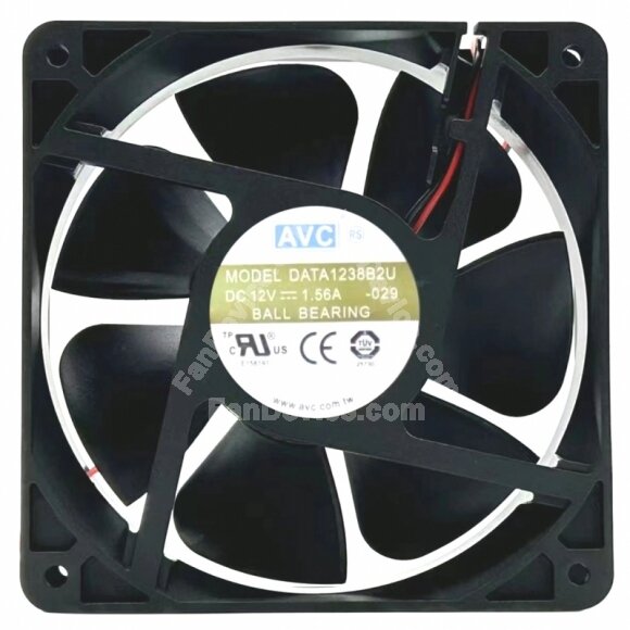 AVC DATA1238B2U DC 12V 1.56A 2 Wires Ball Bearing Axial Cooling Fan