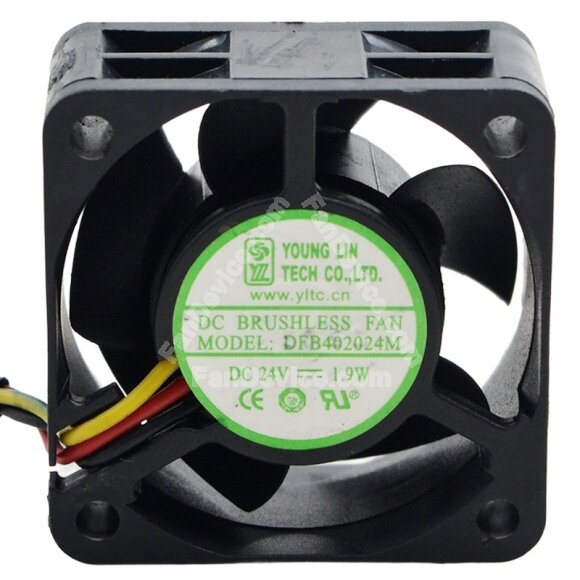 YOUNG LIN DFB402024M DC 24V 1.9W 3 Wires Brushless Axial Cooling Fan