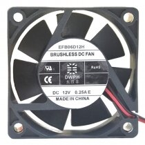 DWPH EFB06D12H DC 12V 0.25A 2 Wires Brushless Axial Cooling Fan