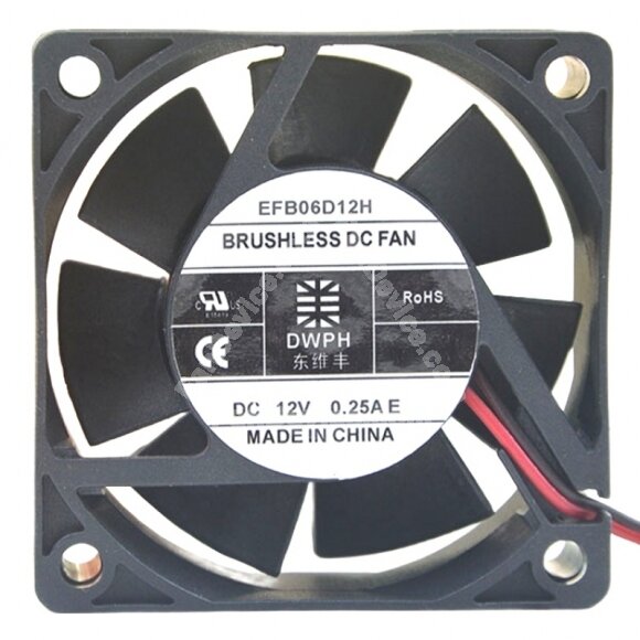 DWPH EFB06D12H DC 12V 0.25A 2 Wires Brushless Axial Cooling Fan