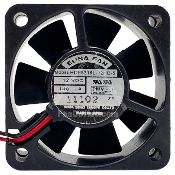 ELINA FAN HDF5216L-12HB-5 DC 12V 140mA 2 Wires 5015 Axial Cooling Fan