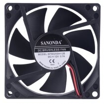 SANONDA KF8025SH12B DC 12V 0.7A 2 Wires Brushless Axial Cooling Fan