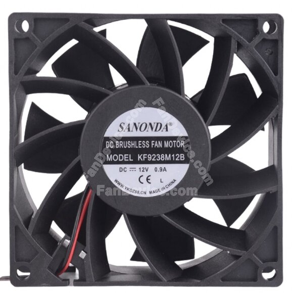 SANONDA KF9238M12B DC 12V 0.9A 2 Wires Brushless Axial Cooling Fan