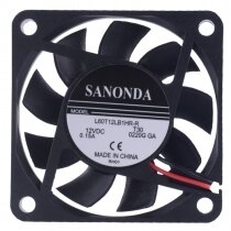 SANONDA L60T12LB1HR-R DC 12V 0.15A 2 Wires 6015 Axial Cooling Fan
