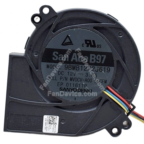 Sanyo Denki 9BMB12P2J619 DC 12V 3.8A 4 Wires Blower Cooling Fan