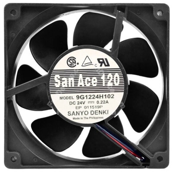 Sanyo Denki 9G1224H102 DC 24V 0.22A 2 Wires Axial Cooling Fan