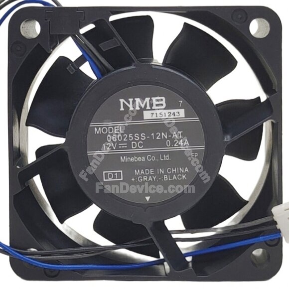 NMB 06025SS-12N-AT DC 12V 0.24A 3 Wires Axial Cooling Fan