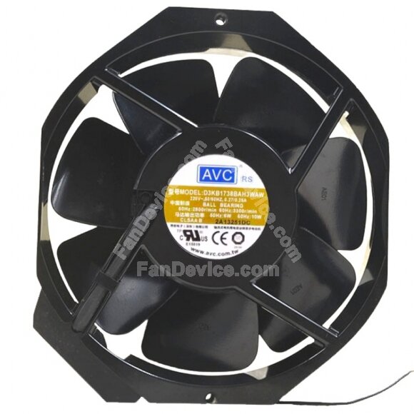 AVC D3KB1738BAH3WAW AC 220V 0.27/0.25A 2 Wires Ball Bearing Axial Cooling Fan