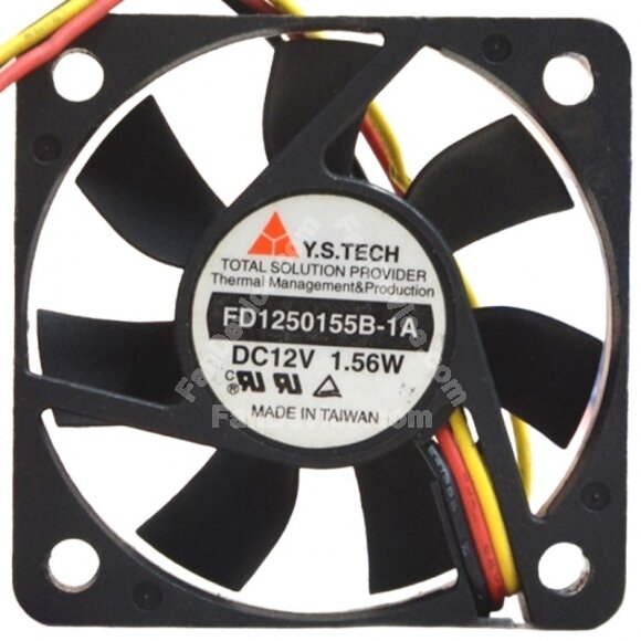 Y.S.TECH FD1250155B-1A DC 12V 1.56W 2 Wires / 3 Wires Axial Cooling Fan