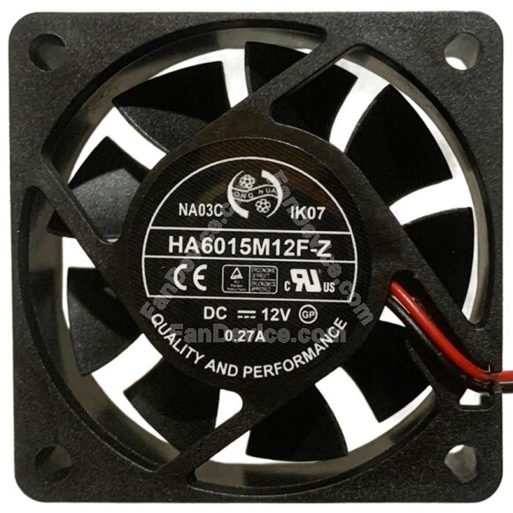 ONG HUA HA6015M12F-Z DC 12V 0.27A 2 Wires Axial Cooling Fan