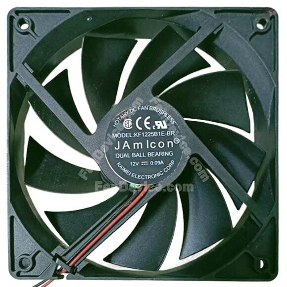 JAMICON KF1225B1E-BR DC 12V 0.09A Dual Ball Bearing Axial Cooling Fan