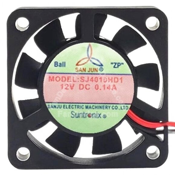 SAN JUN SJ4010HD1 DC 12V 0.14A 2 Wires Axial Cooling Fan